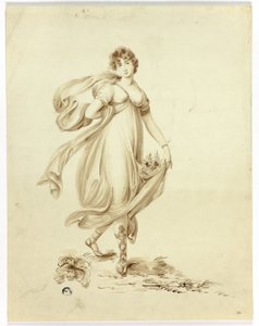 花を持つ若い女性 作： Samuel Lane