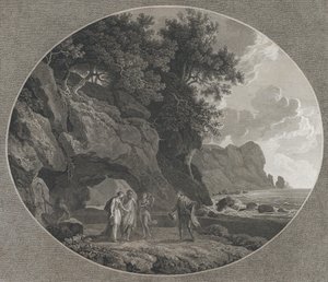 テンペスト、第1幕: フェルディナンドとミランダ、1788年。 作： Samuel Middiman
