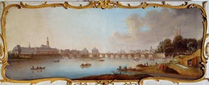 ドイツのフランクフルト・アム・マインからのフランクフルトシティパノラマの眺め。 サミュエル・ムンド (1724-1794) の絵画 18 世紀 フランクフルト、歴史博物館 作： Samuel Mund