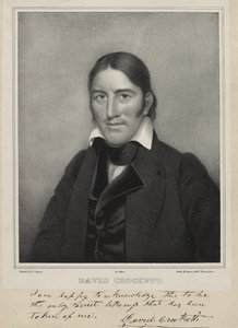 デイヴィッド・クロケット、1835年頃（チャインコレのリトグラフ） 作： Samuel Osgood