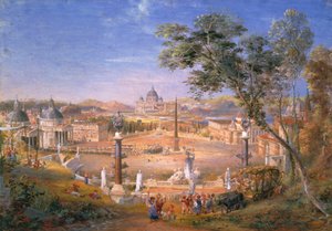 カーニバル中の近代ローマの眺め、1838 作： Samuel Palmer