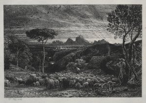 フォールドを開く、1880。 作： Samuel Palmer