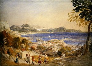 ナポリ湾（水彩・紙） 作： Samuel Palmer