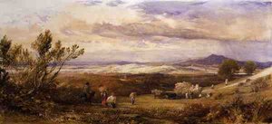 コーン畑、曇りの朝（水彩画） 作： Samuel Palmer
