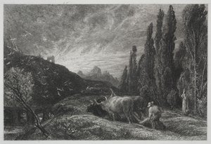 1861年以前の初期の耕作家。 作： Samuel Palmer