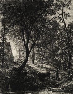 牧夫のコテージ、または日没、1850年。 作： Samuel Palmer