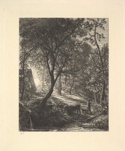 Herdsmansコテージ、または日没、1880。 作： Samuel Palmer