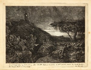 孤独な塔（エッチング） 作： Samuel Palmer