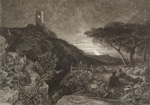 孤独な塔、1879年（エッチング） 作： Samuel Palmer
