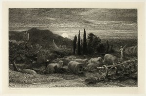 昇る月 作： Samuel Palmer
