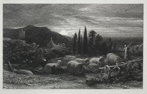 ライジングムーン、1857。 作： Samuel Palmer