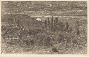 昇る月、または英国の牧歌 作： Samuel Palmer