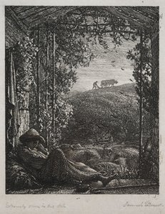 眠る羊飼い 作： Samuel Palmer