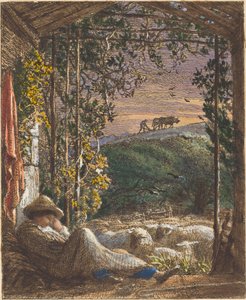 眠る羊飼い; 朝早く 作： Samuel Palmer