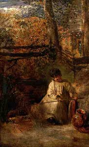 The Young Angler」（油彩・ボード） 作： Samuel Palmer
