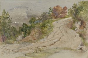 イタリアの山の風景の中の道 作： Samuel Palmer