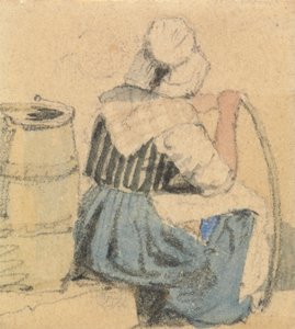 座っている農民の女性 作： Samuel Prout