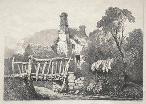 イングランド北部の一連の古代の建物と田舎のコテージ: Byland の近く 作： Samuel Prout