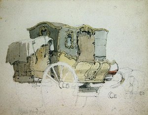 An Ornamental Coach（ペン＆インク、水彩、紙）