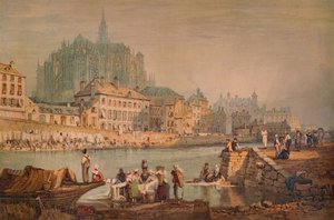 川沿いの大聖堂の町、c1825 作： Samuel Prout