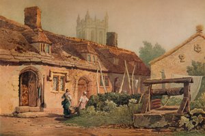 グラストンベリー、c1819のコテージ 作： Samuel Prout