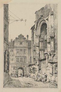 フランダースとドイツで作られたスケッチのファシシミリ：テイン教会、プラハ、1833年。 作： Samuel Prout