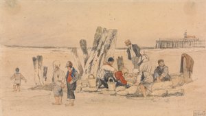 ビーチの漁民、オーステンデ 作： Samuel Prout