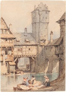 ニュルンベルク、ヴァッサートゥルム前のコインランドリー 作： Samuel Prout