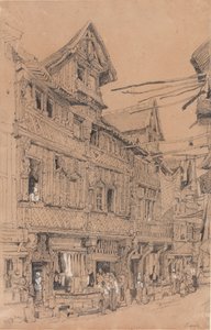 リジューの旧市街、1820年頃（紙に水彩画） 作： Samuel Prout