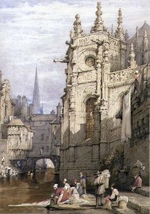 洗濯婦のいる風景」（水彩・ガッシュ・紙 作： Samuel Prout