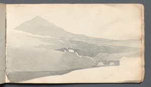 スケッチブック「橋のある山岳風景」 作： Samuel Prout
