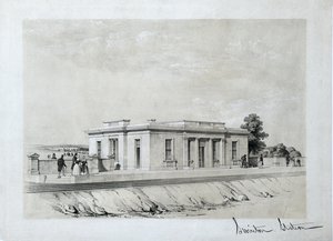スウィントン駅、1840年頃（紙に彩色リトグラフ） 作： Samuel Russell
