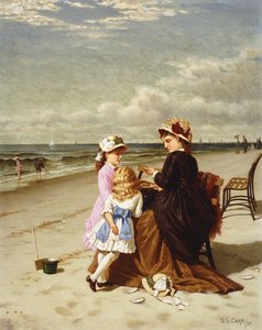 海岸で、1881 作： Samuel S. Carr