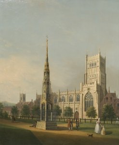 ブリストルハイクロスと大聖堂の眺め、1750年頃（キャンバスに油彩） 作： Samuel Scott