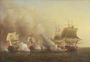 1757年3月9日、喜望峰からの行動 作： Samuel Scott