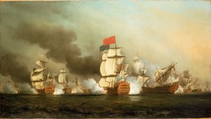 フィニステール岬沖でのアンソン卿の勝利（1747年5月3日 作： Samuel Scott