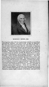 1820年の「エセックス、サフォーク、ノーフォークのキャラクター」からクックによって彫刻されたハンフリーレプトン（1752-1818） 作： Samuel Shelley