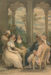 ナイル川のほとりにある夏の宮殿で会話するラッセラス王子と妹 作： Samuel Shelley