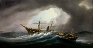 強風に煽られる外輪船「グレート・ウェスタン」、19世紀中・後期、油彩・カンヴァス 作： Samuel Walters