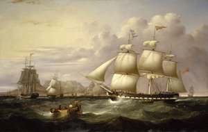 1834年にリバプール（イギリス）で建造された東インド会社の貿易船「ユーフラテ」、 作： Samuel Walters