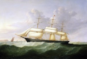 大西洋横断航路の旅客輸送を目的として1854年に建造された、アメリカ合衆国の国旗を掲げた総帆船「パレスチナ号