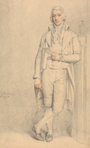 紳士、全身、紙と鉛筆を持っている 作： Samuel de Wilde