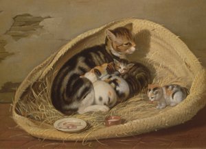 かごの中の子猫と猫、1797