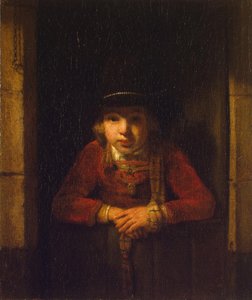 窓から見る少年、1647年頃 作： Samuel van Hoogstraten