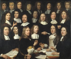 ドルドレヒトのミント マスターのグループ ポートレート (Portrait de groupe des maitres et des Officers de la monnaie de Dordrecht) - Peinture de Samuel Dirksz van Hoogstraten (1627-1678) - 1674 - キャンバスに油彩 - 139.5x166 - ドルドレヒト博物館 作： Samuel van Hoogstraten