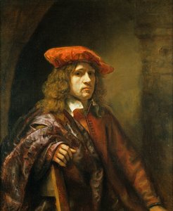 赤い帽子の若い男の肖像 作： Samuel van Hoogstraten