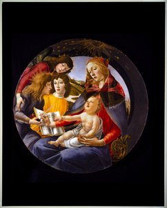 三人の天使と聖母子、マニフィカトの聖母とも呼ばれる（パネル） 作： Sandro (1444/5 1510) Botticelli