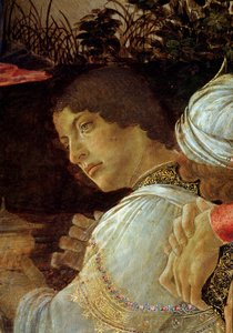マギの崇拝」ジュリアーノ・デ・メディチの細部（木にテンペラ 作： Sandro Botticelli