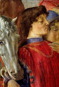 壮麗なるロレンツォ・デ・メディチの「マギの崇拝」（木にテンペラ 作： Sandro Botticelli