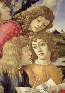 マニフィカトのマドンナ、3人の少年のディテール 作： Sandro Botticelli
